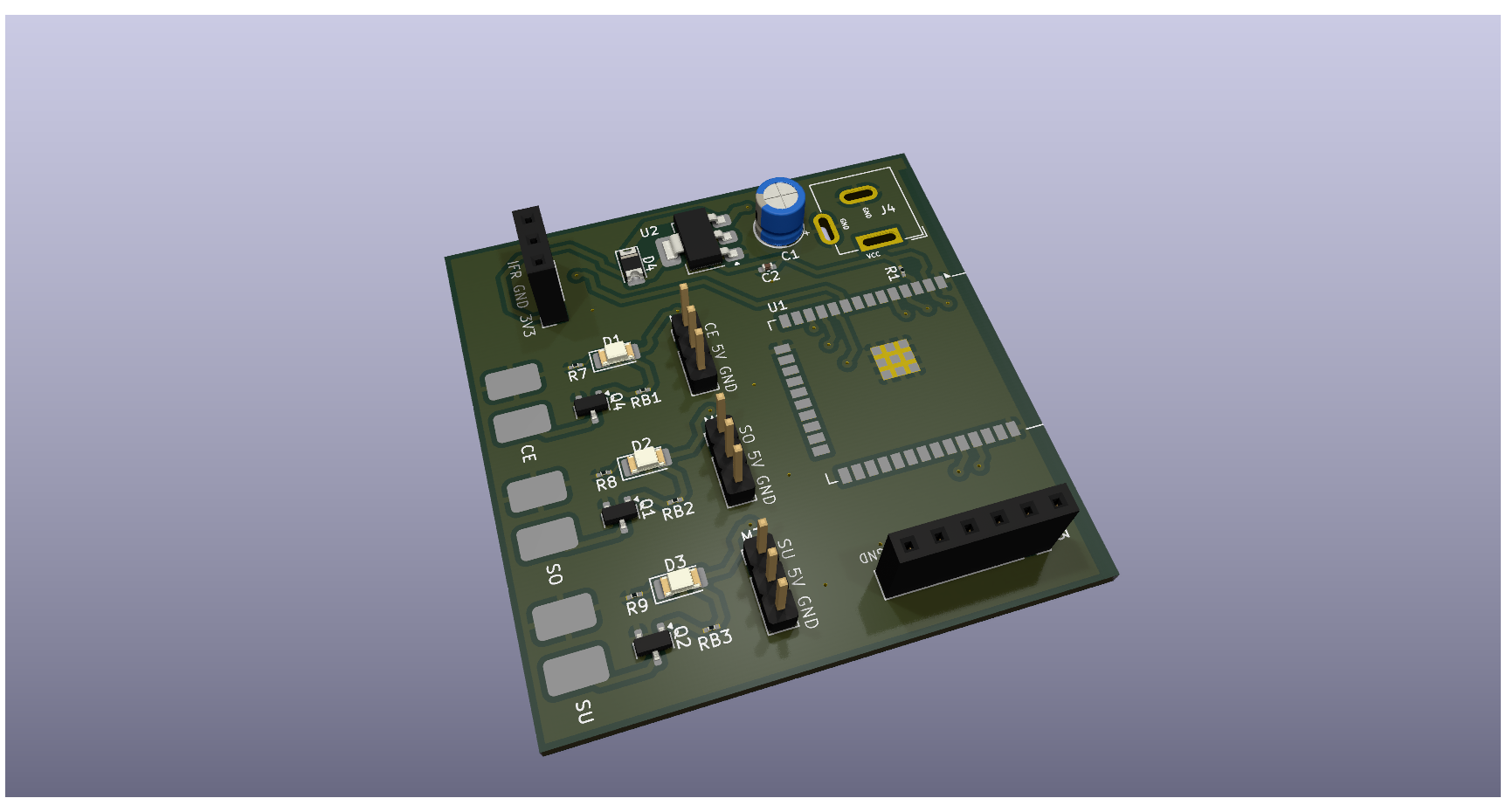 3D render of the BCI controller board
